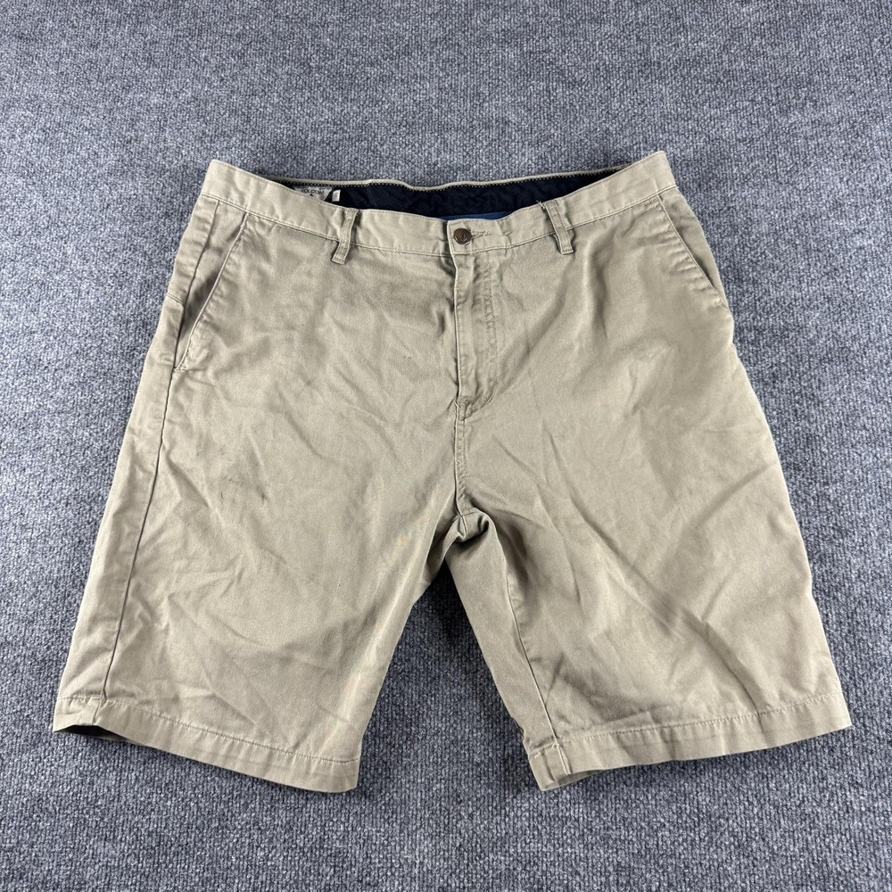 Volcom Shorts Mens 38 Beige Chino Cotton Polyester Flat Front Pockets Logo